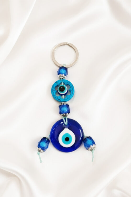 Triple-Charm Blue Evil Eye Hanging with Unique Beaded Accents