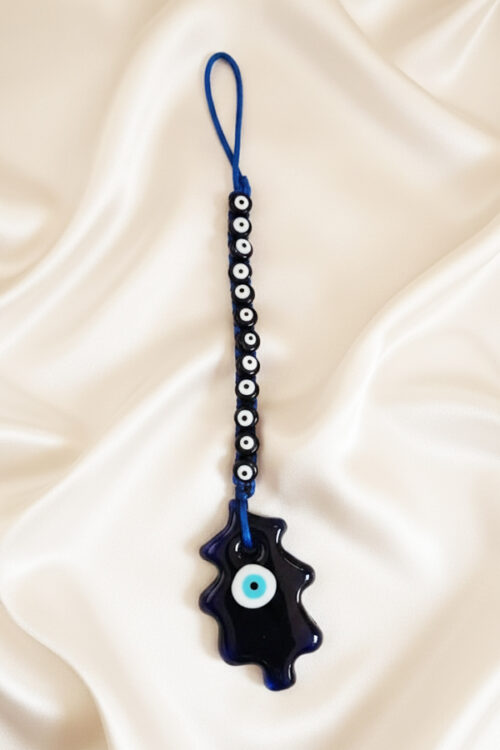 Unique Abstract Glass Evil Eye Hanging with Beaded Strand