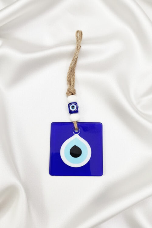 Bold Square Blue Glass Evil Eye Protection Hanging