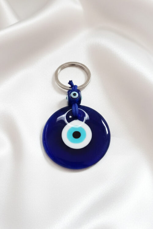 Classic Deep Blue Glass Evil Eye Nazar Keychain & Protection Charm