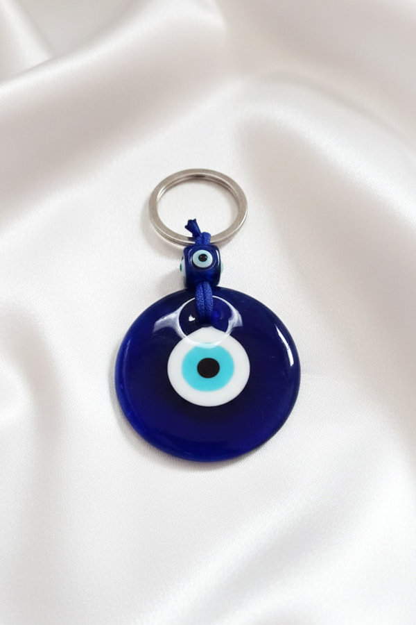 Classic Deep Blue Glass Evil Eye Nazar Keychain & Protection Charm