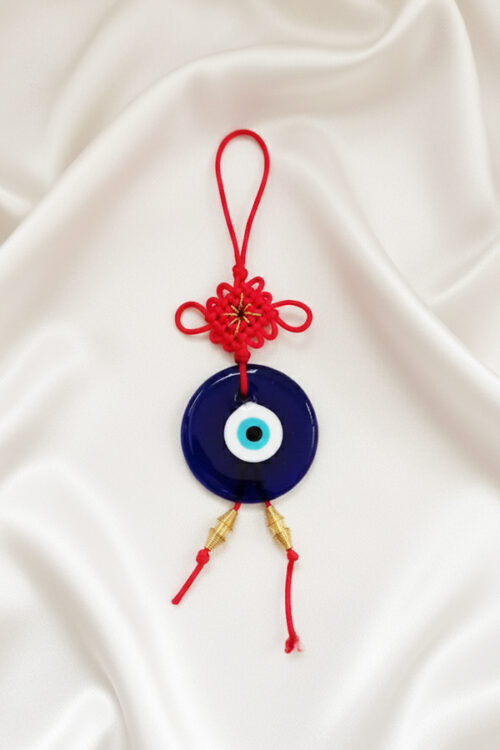 Protective Glass Evil Eye Hanging with Traditional Red Knot