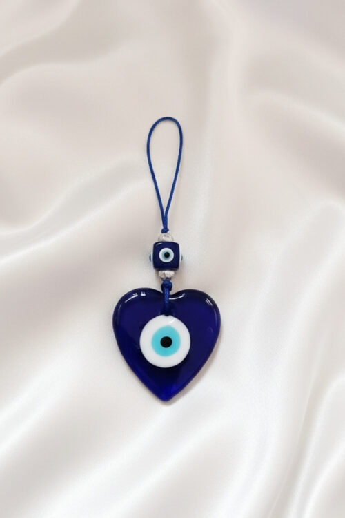 Romantic Deep Blue Glass Heart Evil Eye Hanging