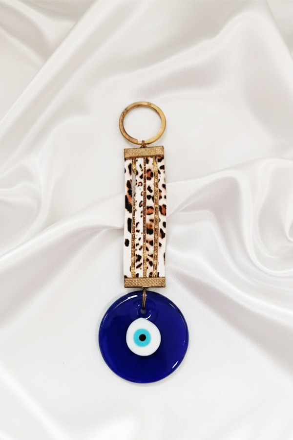 Chic Leopard Print & Glass Evil Eye Protection Hanging