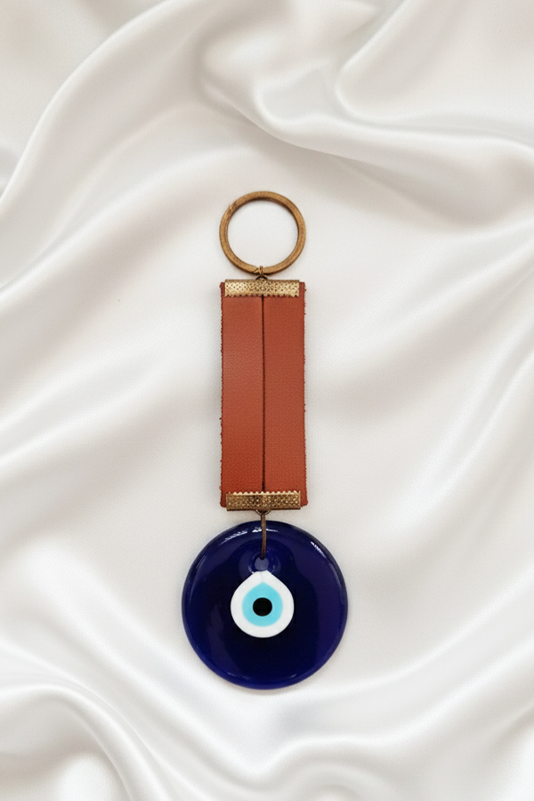 Modern Leather Strap & Glass Evil Eye Door Hanging (Nazar)