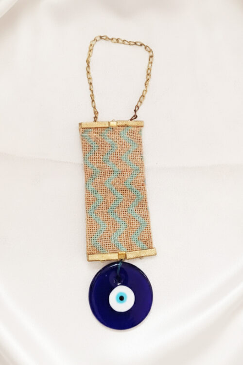 Bohemian Jute & Chevron Evil Eye Protection Wall Hanging