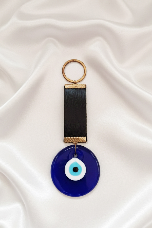 Chic Black Strap & Classic Glass Evil Eye Wall Hanging
