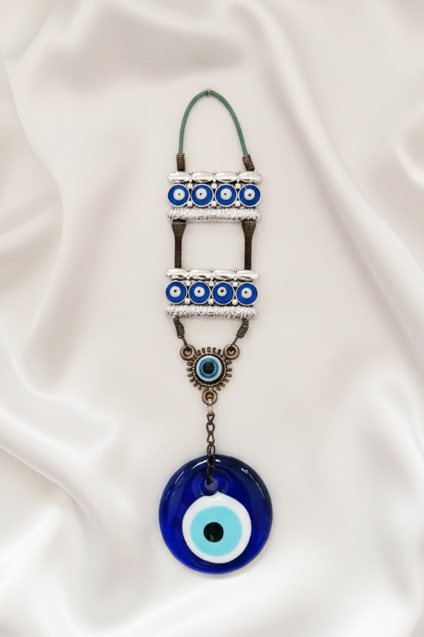 Ornate Multi-Charm Evil Eye Wall Hanging with Metalwork Detail