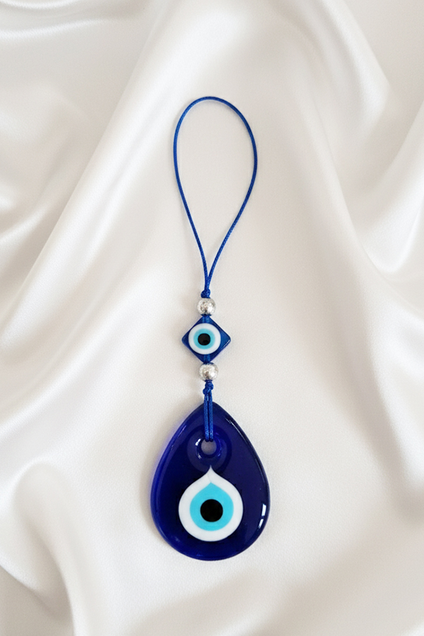 Elegant Deep Blue Glass Teardrop Evil Eye Hanging