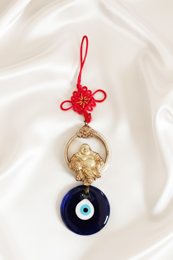 Lucky Laughing Buddha & Evil Eye Protection Wall Hanging