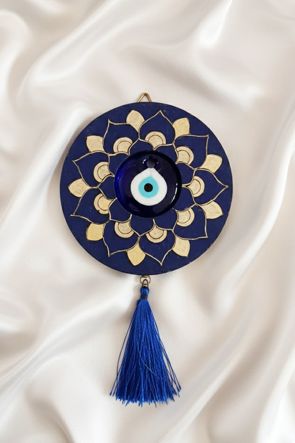 Ornate Mandala Evil Eye Wall Hanging with Tassel