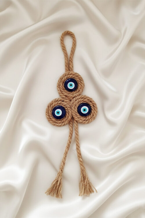 Bohemian Jute Rope Triple Evil Eye Wall Hanging
