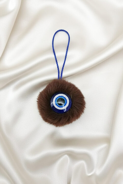 Cozy Brown Faux Fur Evil Eye Hanging Charm