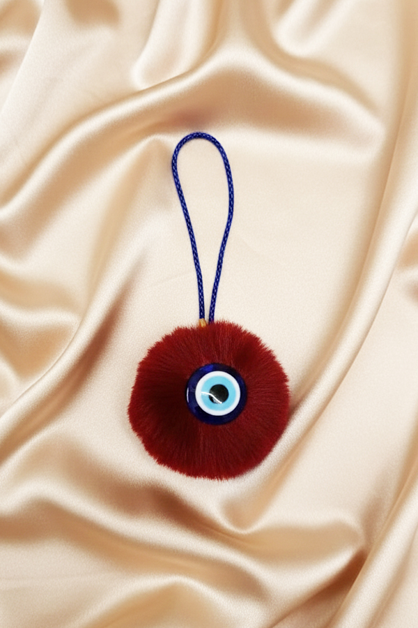 Cozy Red Faux Fur Evil Eye Hanging Charm