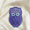 Artistic Blue Owl Fridge Magnet with Evil Eye & Dot Mandala Design
