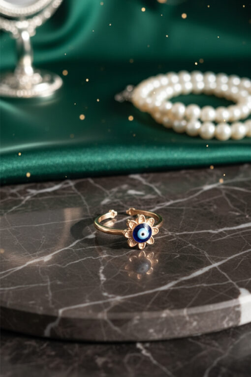 Elegant Evil Eye Flower Ring