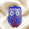Vibrant Royal Blue Owl Evil Eye Fridge Magnet with Intricate Dot Art