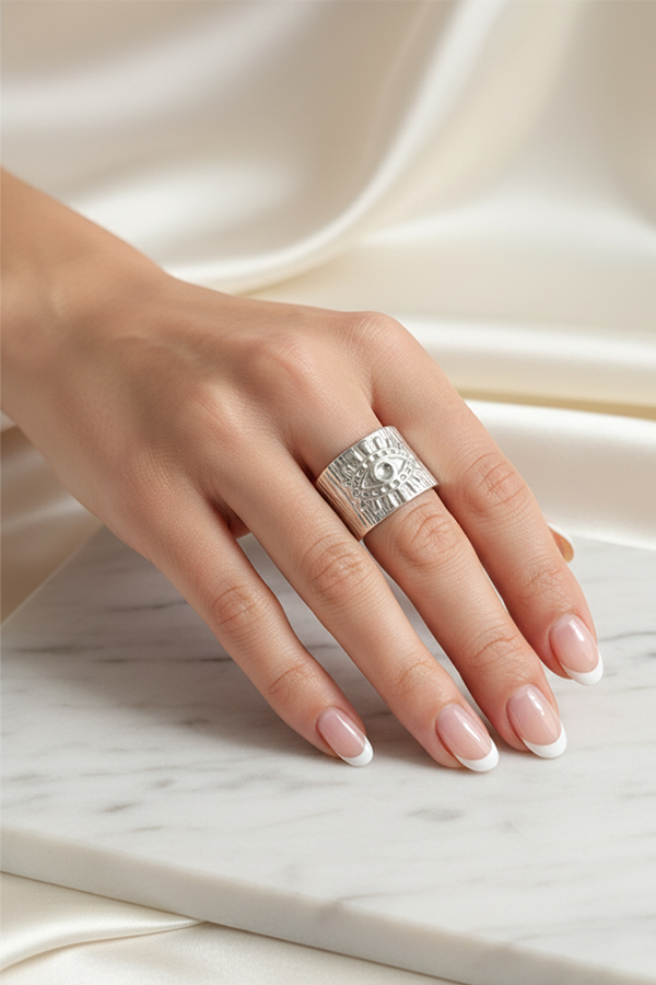 Antique Silver Evil Eye Adjustable Ring – Boho Protection Charm