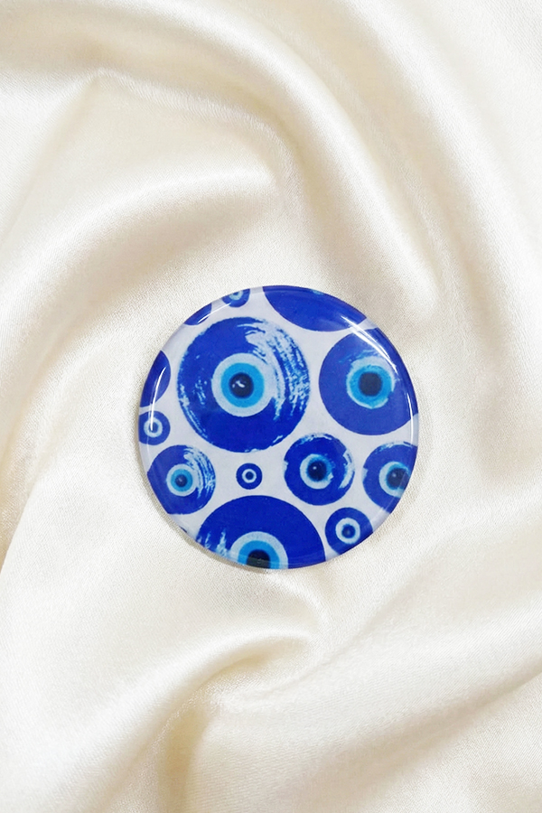 Artistic Multi-Pattern Blue Evil Eye Round Fridge Magnet