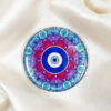 Vibrant Mandala Glass Evil Eye Fridge Magnet for Home Protection