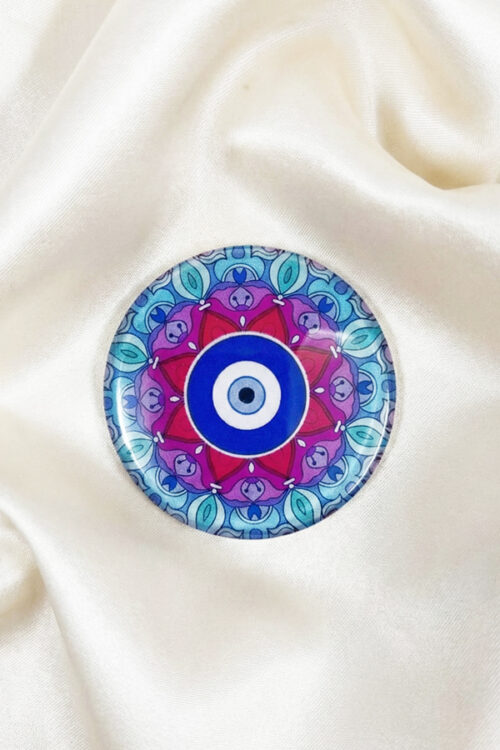 Vibrant Mandala Glass Evil Eye Fridge Magnet for Home Protection