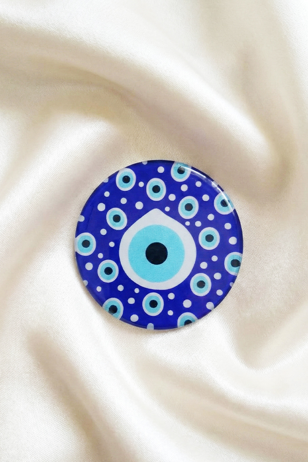 Vibrant Royal Blue Multi-Pattern Evil Eye Fridge Magnet