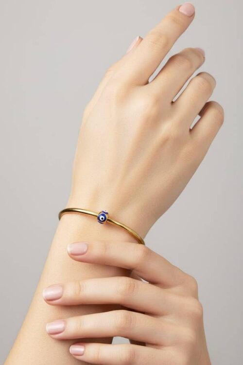 Minimalist Gold Evil Eye Bangle