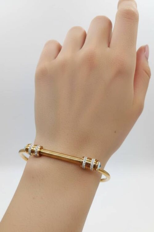 Luxury Evil Eye Golden Bangle – Minimalist Protection Bracelet