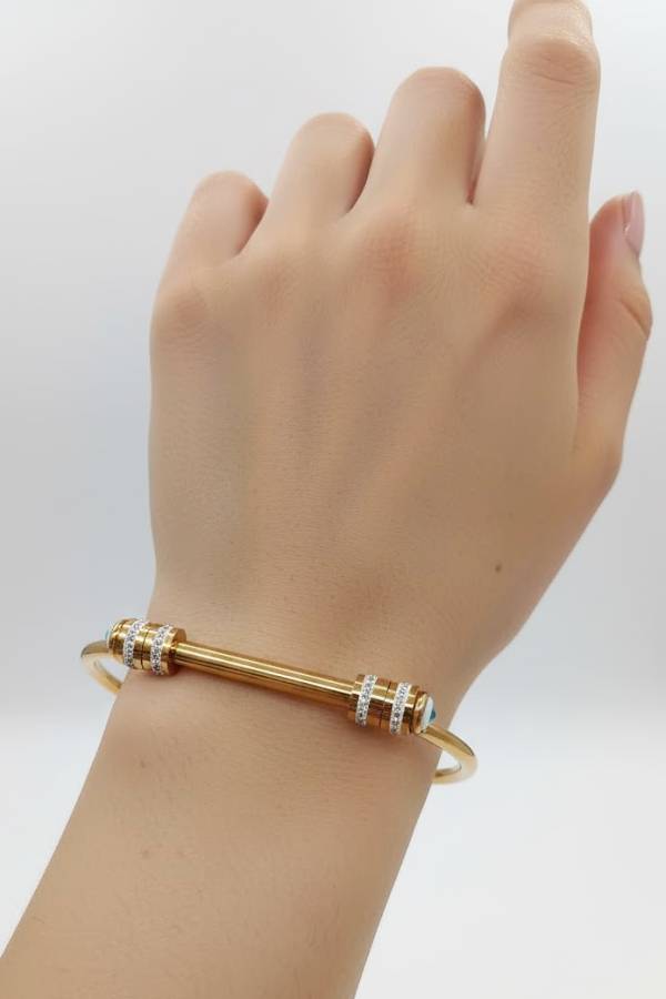 Luxury Evil Eye Golden Bangle – Minimalist Protection Bracelet