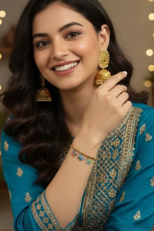 Charming Gold Anti-Tarnish Bracelet with Colorful Butterfly Charms