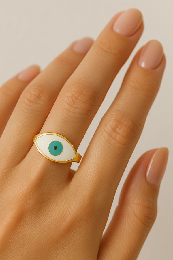 Elegant Golden Evil Eye Statement Ring
