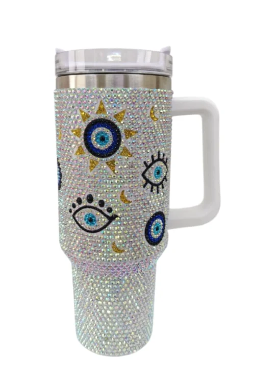 Silver Evil Eye Rhinestone Stanley Tumbler