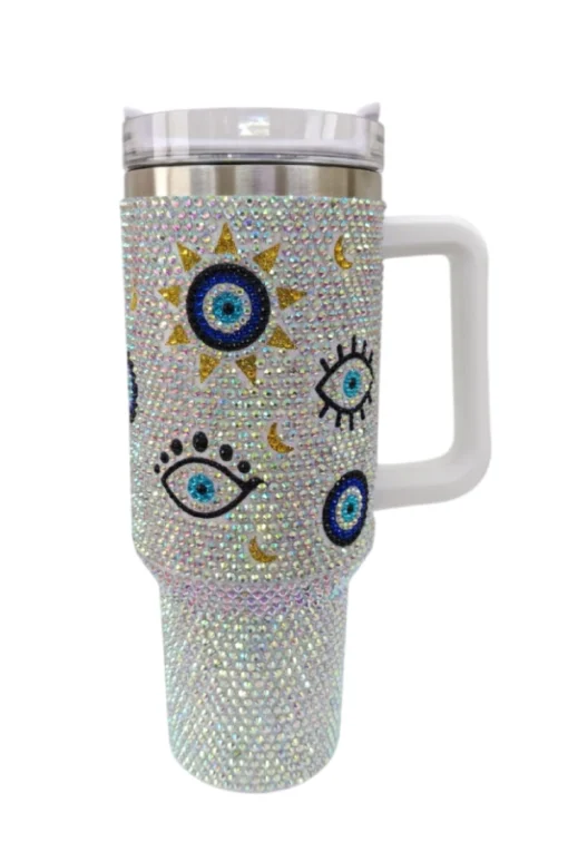 Silver Evil Eye Rhinestone Stanley Tumbler