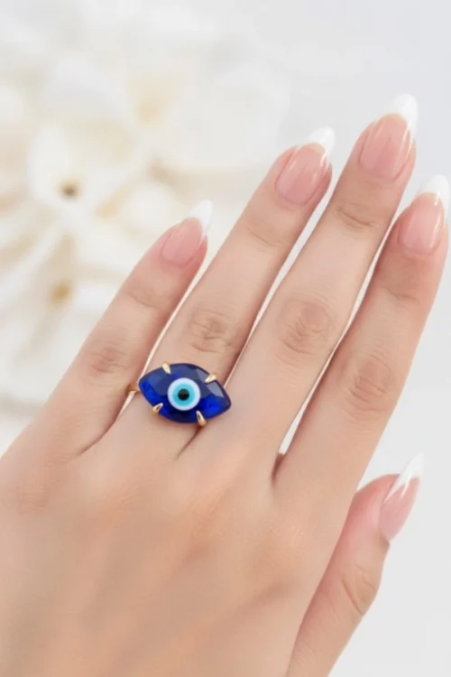 Royal Blue Evil Eye Statement Ring