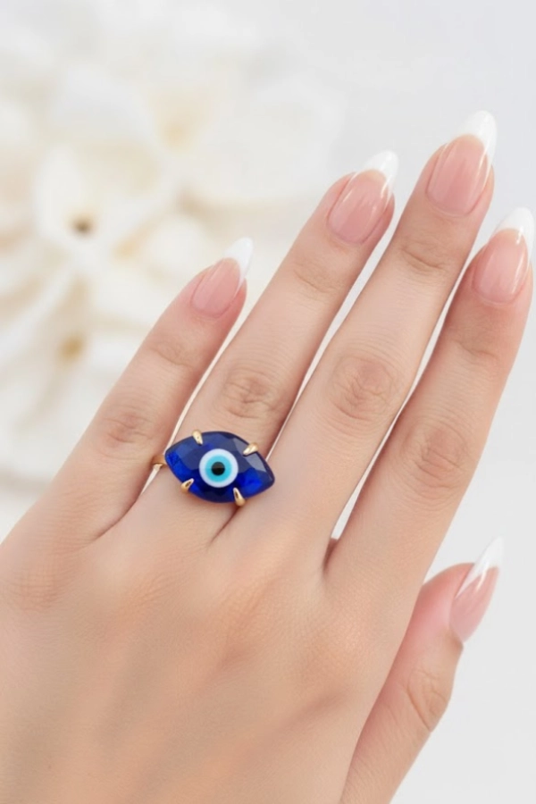 Royal Blue Evil Eye Statement Ring