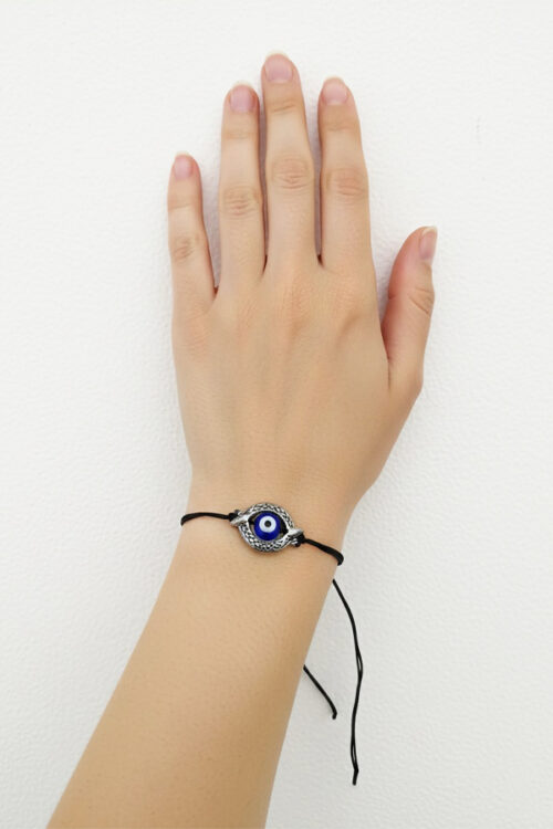 Minimalist Black Thread & Metal Evil Eye Bracelet (3 Piece)