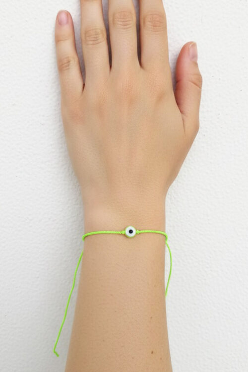 Neon Green Thread Evil Eye Bracelet – Minimalist Adjustable Nazariya for Growth & Energy (3 Piece)