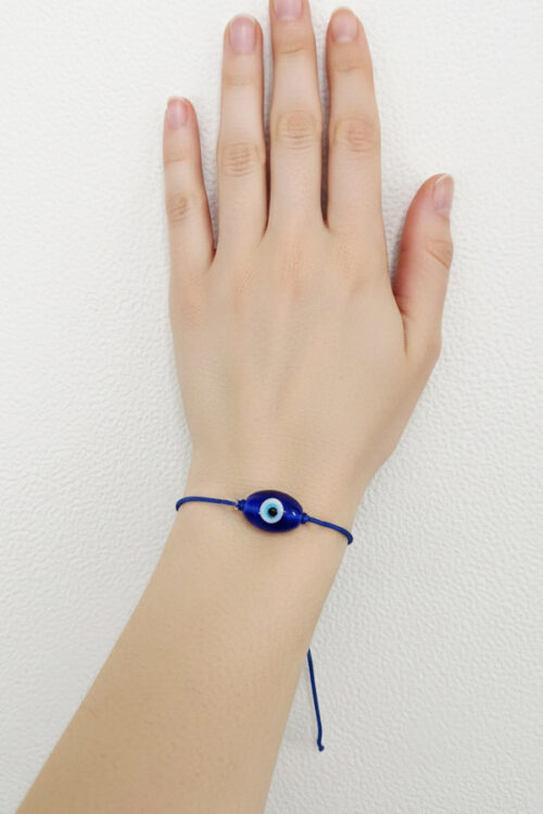 Blue Thread & Oval Glass Evil Eye Protection Bracelet (3 Piece)