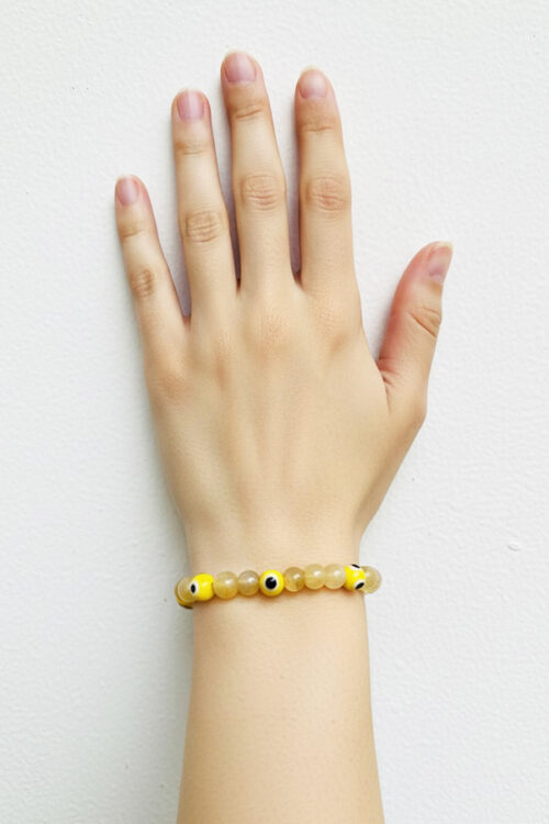 Yellow Evil Eye & Citrine-Style Crystal Protection Bracelet
