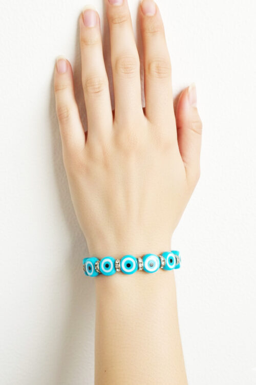 Turquoise Evil Eye & Crystal Rhinestone Protection Bracelet