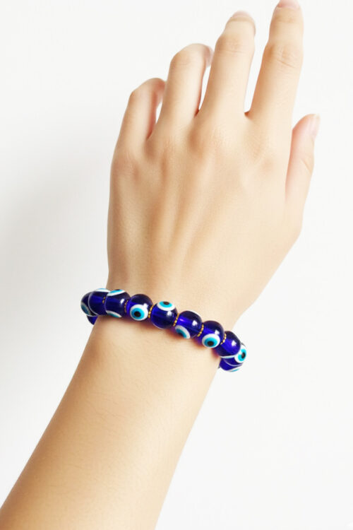 Classic Cobalt Blue Evil Eye & Gold Accent Bracelet