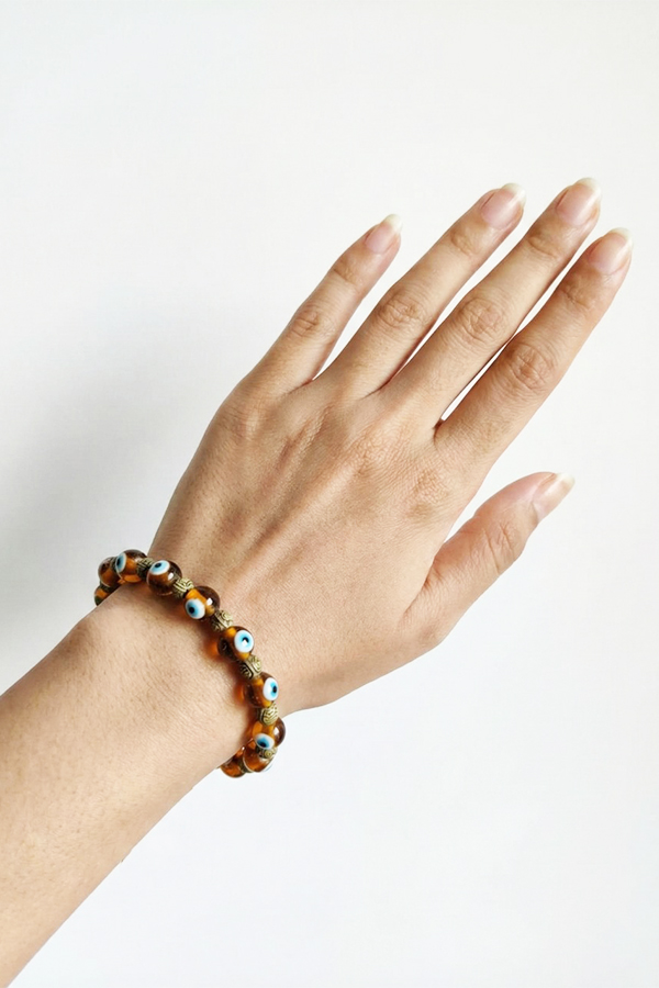Vintage Amber Evil Eye Protection Bracelet