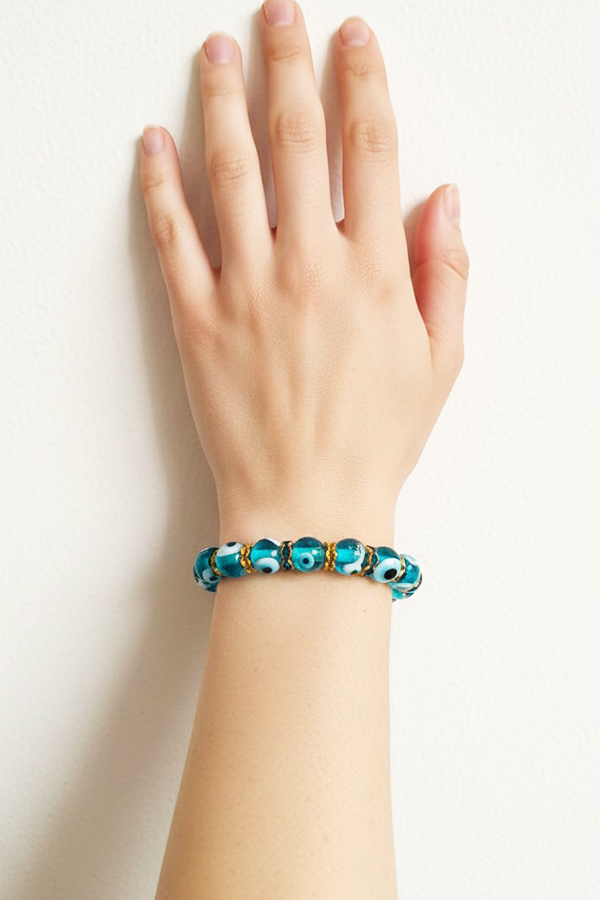 Aqua Blue Evil Eye Protection Bracelet