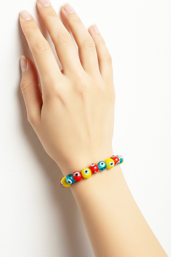 Red, Yellow & Teal Evil Eye Protection Bracelet