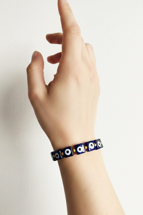 Geometric Cobalt Blue Evil Eye Bracelet