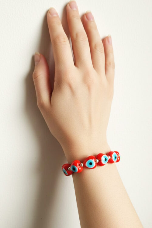 Passion Red Heart Evil Eye Bracelet Romantic Nazar Amulet