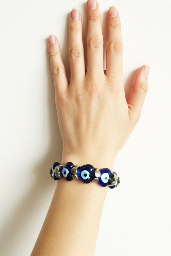 Midnight Blue Heart Evil Eye Bracelet