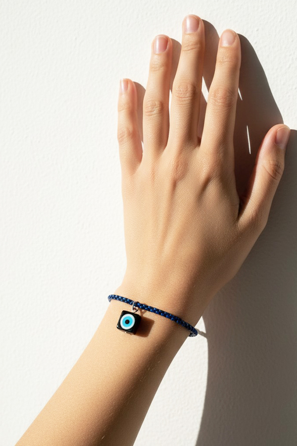 Sleek Navy Blue Chain Evil Eye Bracelet