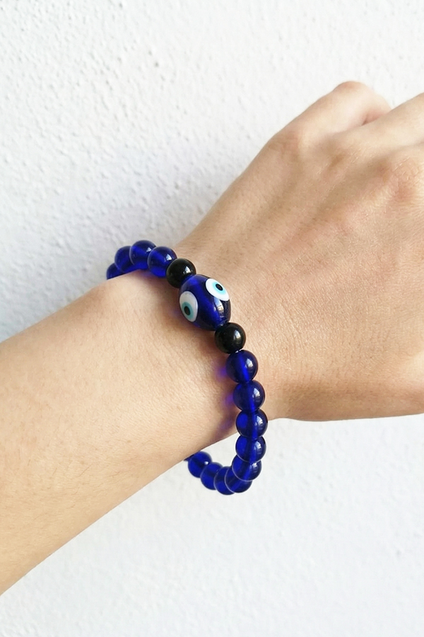 Classic Royal Blue Beaded Evil Eye Bracelet
