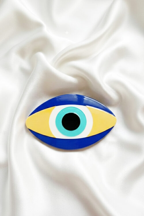 Ornate Greek Key & Evil Eye Mosaic Pattern Coaster